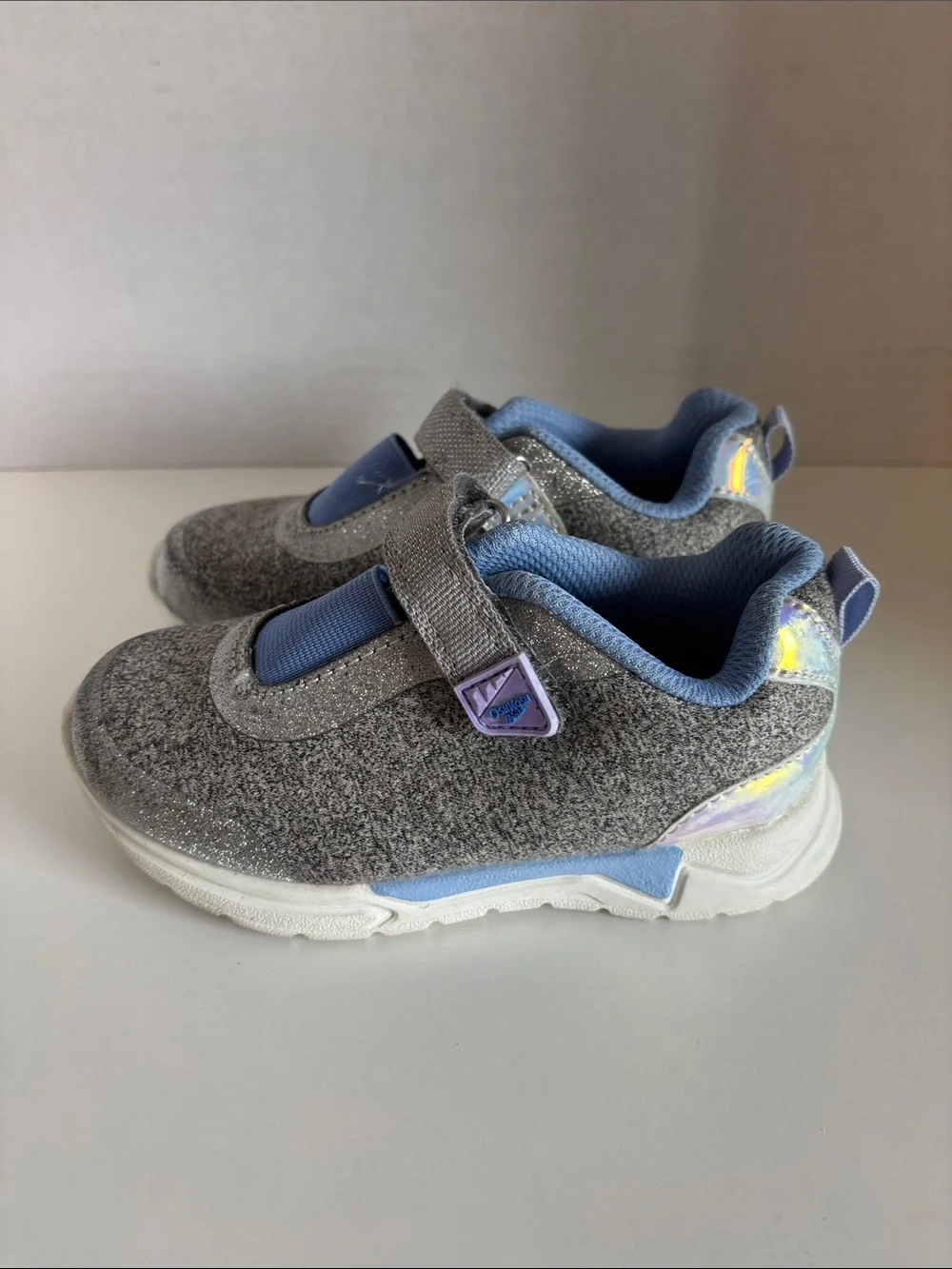 OshKosh B'gosh Silver & Light Blue Girls' Sparkle Sneakers